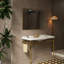 Lavabo de console de salle de bain 48 po, meuble-lavabo mural en céramique blanc avec 3 trous de robinet, support en acier inoxydable, couleur or et meuble-lavabo Scratch, haute performance