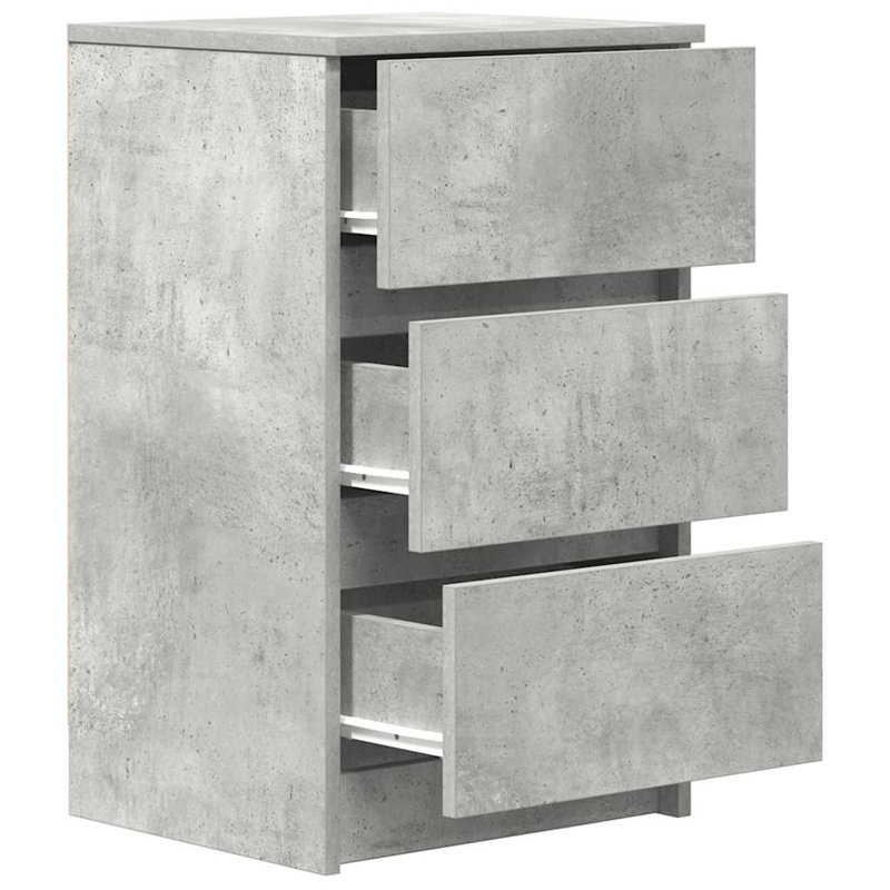 Bedside Cabinet With 3 Drawers 39X35x65 Cm, Concrete Grey