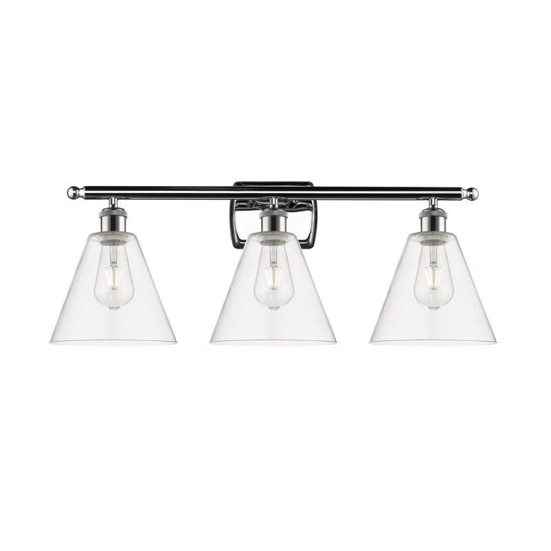 Éclairage pour salle de bain 3 lumières Harini, Incandescente, Transparent, Chrome poli