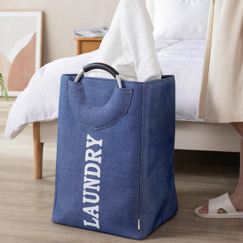 Emlyn Fabric Laundry Bag with Handles, Blue
