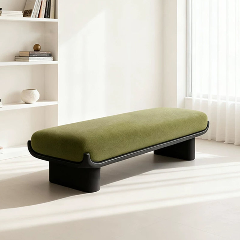 Banc rembourré vert en bois massif, H 17,72 po x l 62,99 po x P 17,72 po