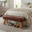 Repose-pieds banc 100% cuir véritable Lika, brun