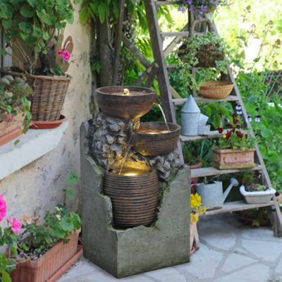 Berggren Hand Crafted Weather Resistant Floor Fountain with Light