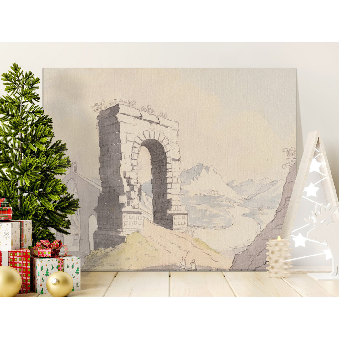 Ancient Arch Canvas Wall Art, Landscape Painting, Gallery Wrapped Canvas Print, Ready to Hang, Archival Quality, Statement Piece, Modern