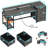 Metal Base Computer Desk with Power Outlet-2124606635