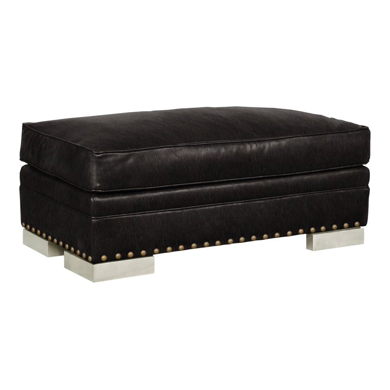 Riverside Upholstered Ottoman, Wrenn, Ziggy Ink Genuine Leather, Yes
