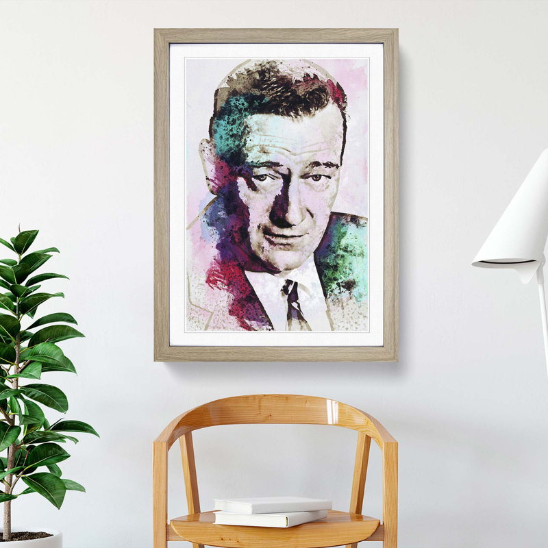 John Wayne in Abstract - Framed Print, Oak, 76cm H x 50cm W x 2cm D