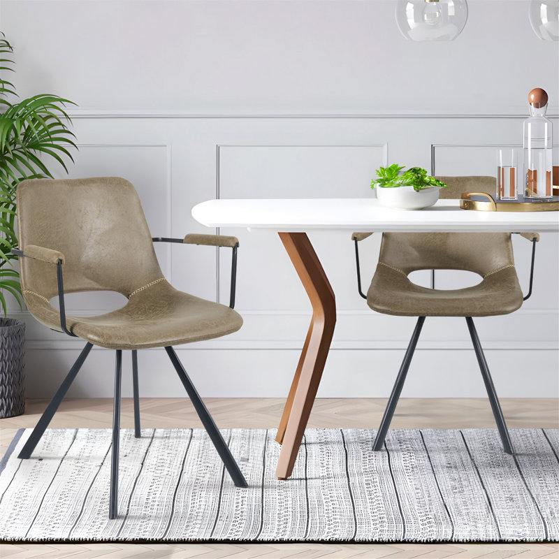 Ensemble de 2 chaises de salle à manger, chaise de style Mid-Century, chaises de cuisine avec pieds en métal pour la cuisine et le salon