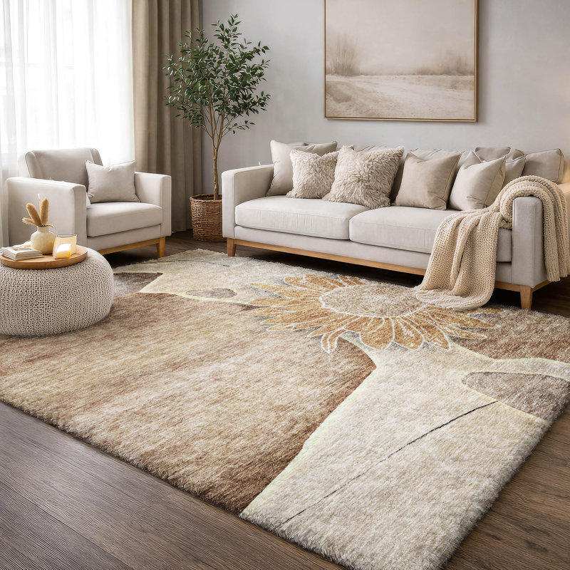 Tapis à poil long de qualité supérieure lavable à la machine ADS700, Brun, 3 pi x 5 pi