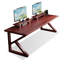 Bureau rectangulaire en bois massif de couleur noyer foncé-118343231-118343234