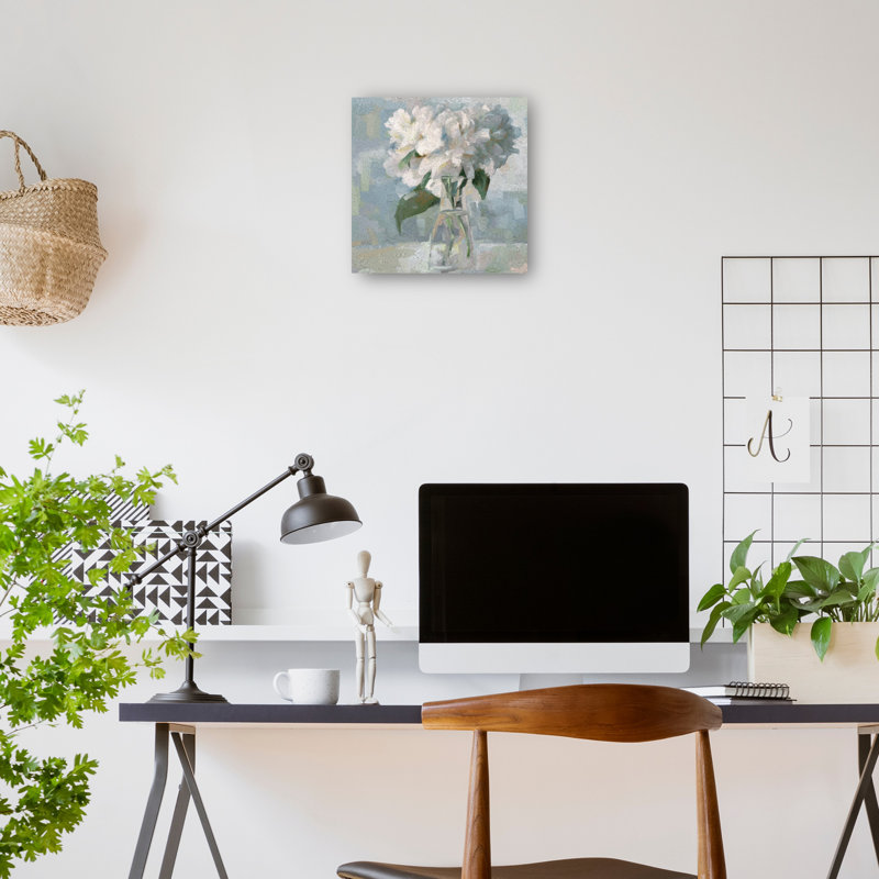 Large White Floral Canvas Art Print in Soft Pastel Colors