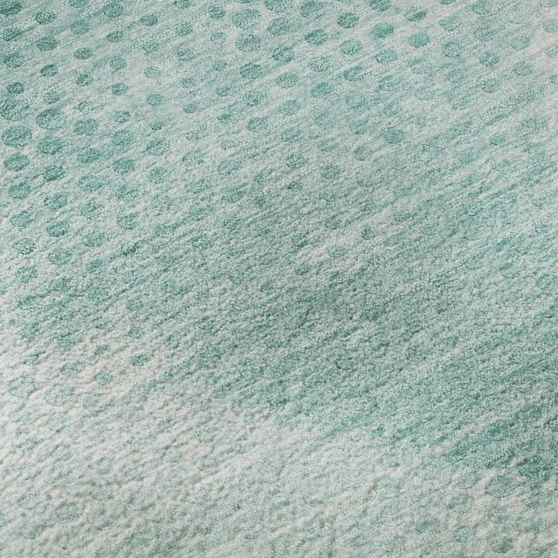 Premium Machine Washable Cerrito Amf539 Teal Rug, Runner 2'3" x 7'6"