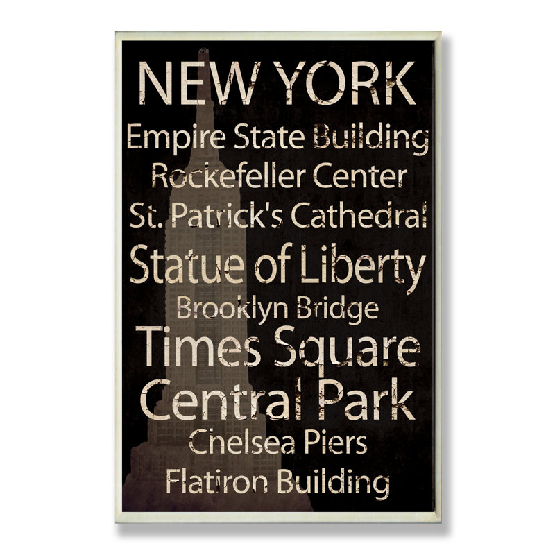 Ehme «New York City», art textuel sur bois