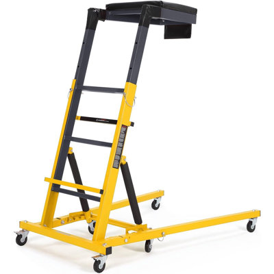Foldable Topside Engine Creeper 400 LBS Capacity, 51-71 Inch Adjustable Heavy Duty Mechanic Stool w/ Tool Bag & Locking Casters, Yellow+Black