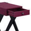 Table d'appoint contemporaine avec plateau bordeaux foncé, élégants pieds noirs en forme de « X », poids : 9,2 kg, hauteur : 60 cm, largeur : 32,5 cm
