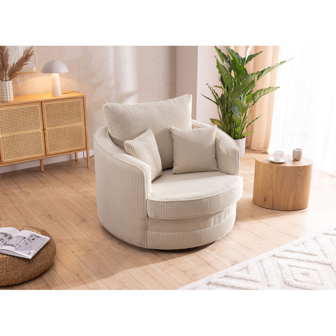 Ted Armchair Swivel Barrel Soft Chair in Cord Fabric
