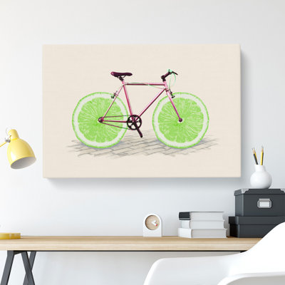 Lime Bicycle - Wrapped Canvas