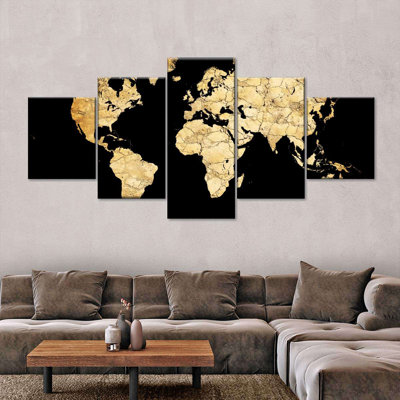 " Soil World Map Wall Art Multi Piece Canvas Print " 5 - Pieces