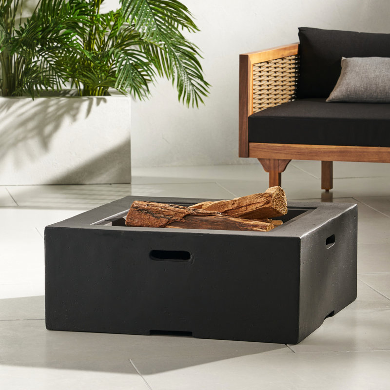 Foyer carré 29 po avec foyer au bois - oxyde de magnésium gris foncé, point d'amusement extérieur, P 29,81 po x l 16,76 po, 54,12 lb fabriqué en oxyde
