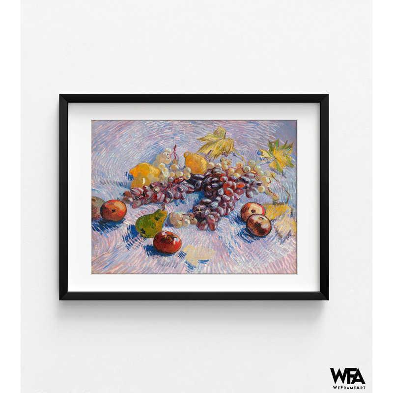 Raisins, citrons, poires et pommes par Vincent Van Gogh, impression de peinture à l'huile de fruits, impression murale de nourriture, reproduction de style Van Gogh, art mural encadré