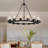  15- Light 33.66" Wagon Wheel Chandelier Modern Black Chandelier For Living Room