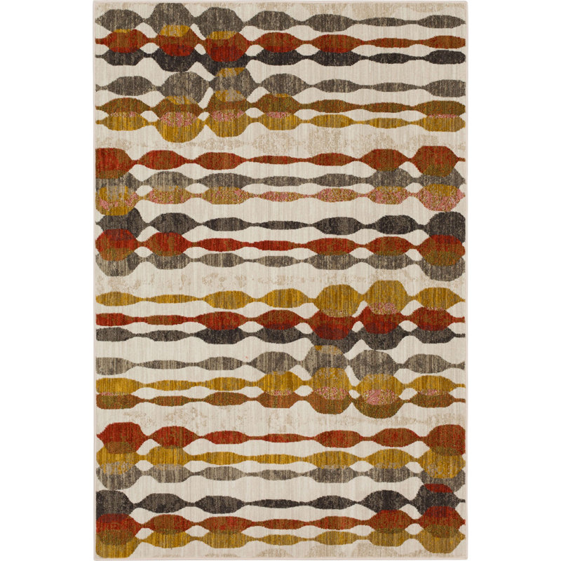 Tapis abstrait moderne à motif gingembre acoustique, Rectangle 5 pi 3 po x 7 pi 10 po