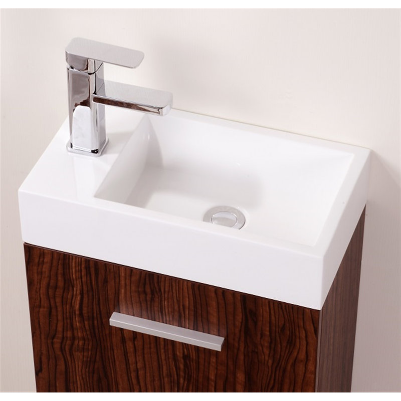 Tenafly 18'' Single Bathroom Vanity with Acrylic Top, Walnut