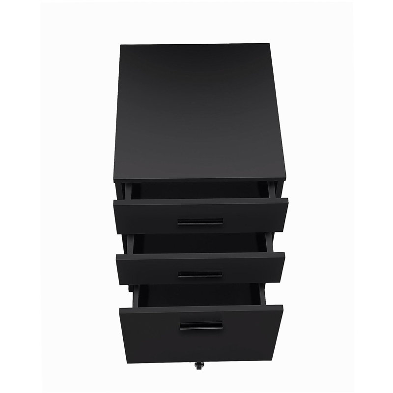 File Cabinet, Rolling Mobile, Storage Drawers, Printer Stand, Office, Work, Black Laminate, Contemporary, Modern