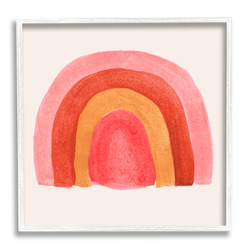 «Bold Red Pink Rainbow Four Layered Arches» par Emily Navas - Peinture, Giclée encadrée blanc bord de mer