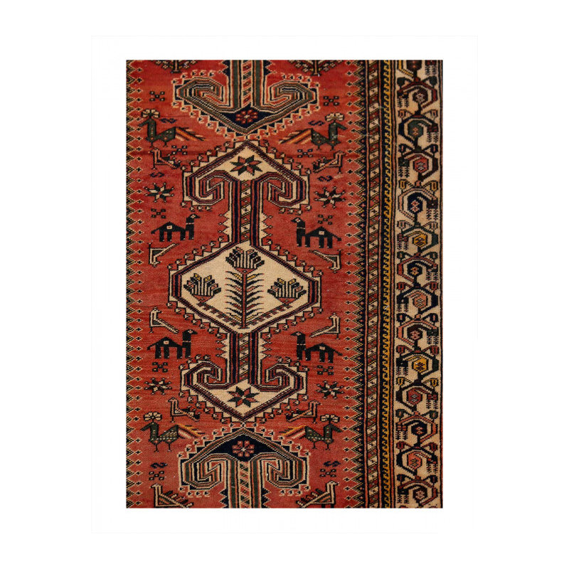 One-of-a-Kind 3'4'X13'2" Area Rug in Rust/Navy Blue/Beige