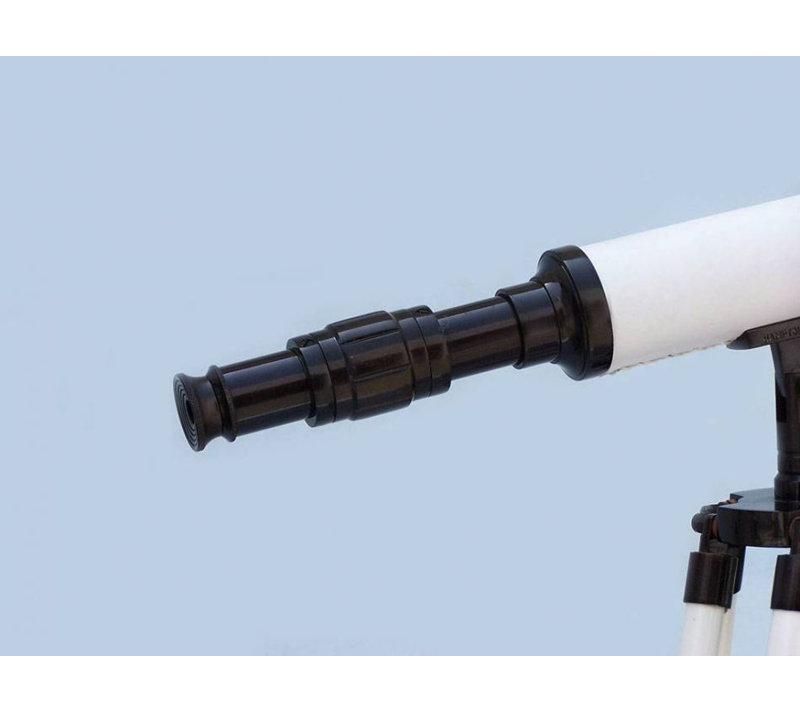 Funon Decorative Telescope, Bronze/White Leather