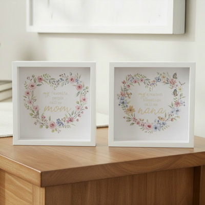 Framed Mdf Square Sign Mom/Nana Asstd - Set Of 2