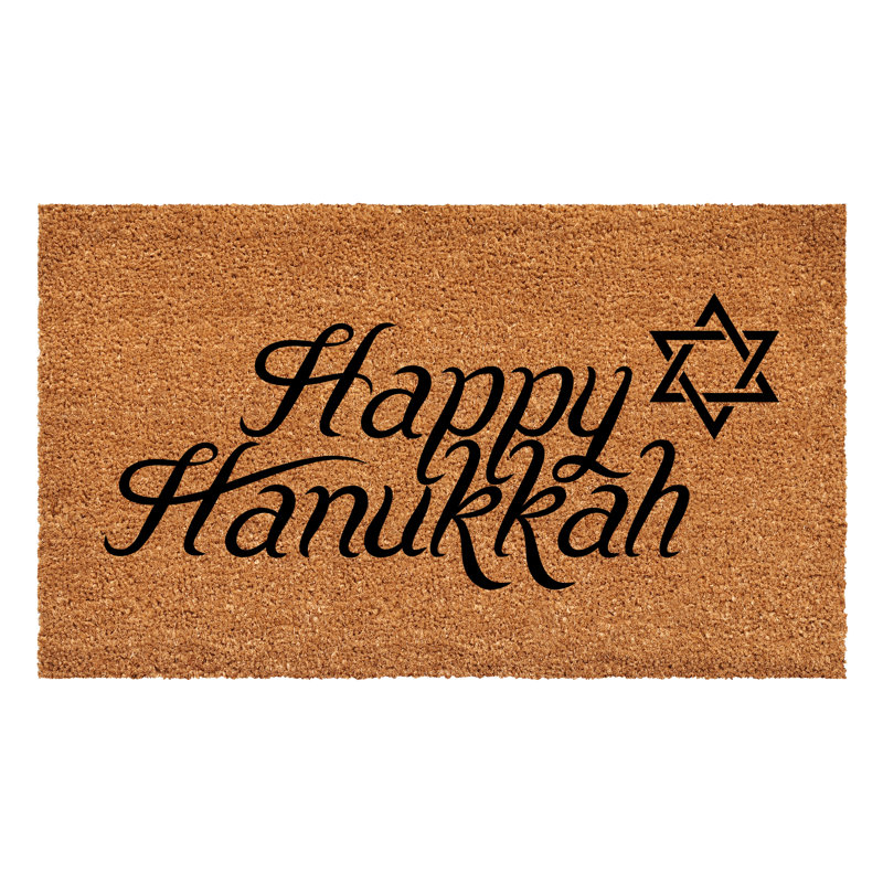 Tapis antidérapant d'intérieur et d'extérieur Noires Hanukkah Greetings, L 36 po x L 72 po
