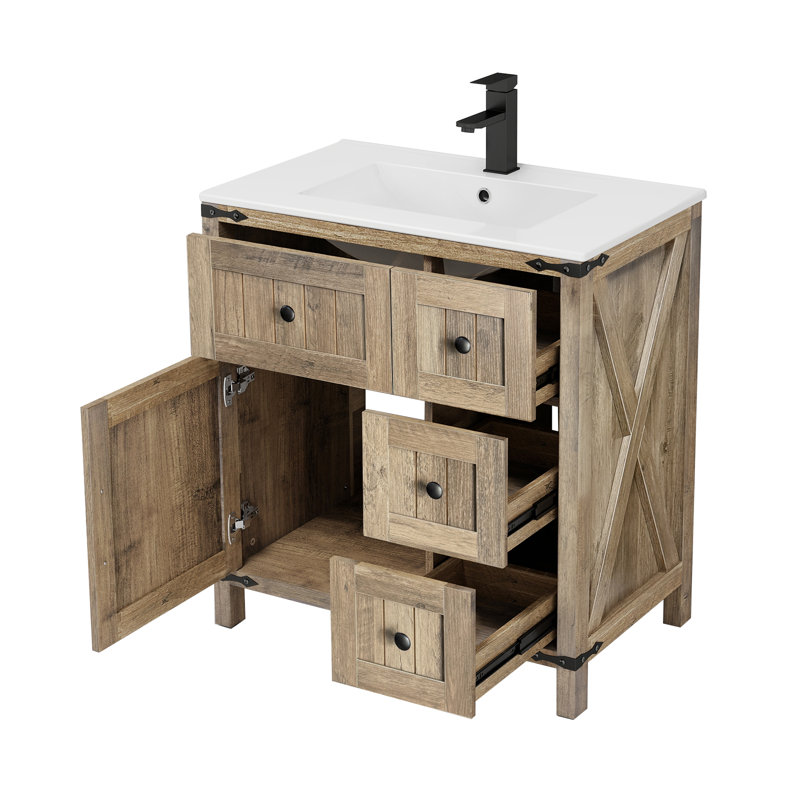 Farmhouse Bathroom Vanity With Sink (no faucet), 30"
