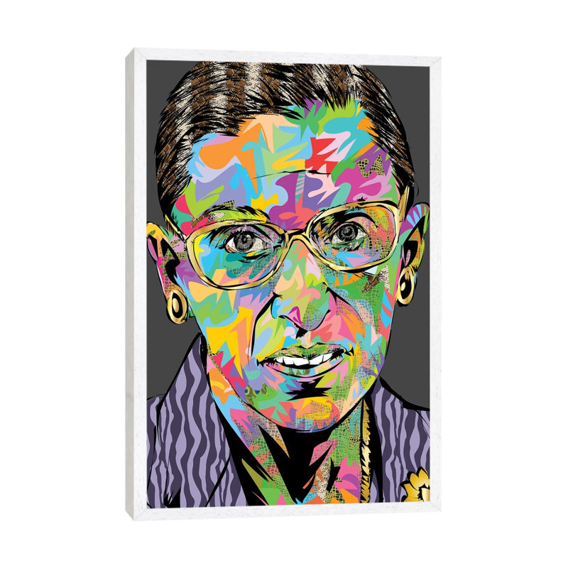 RBG RIP by TECHNODROME1 - Painting on Canvas, White Floater Framed, 152.4cm H x 101.6cm W x 3.81cm D
