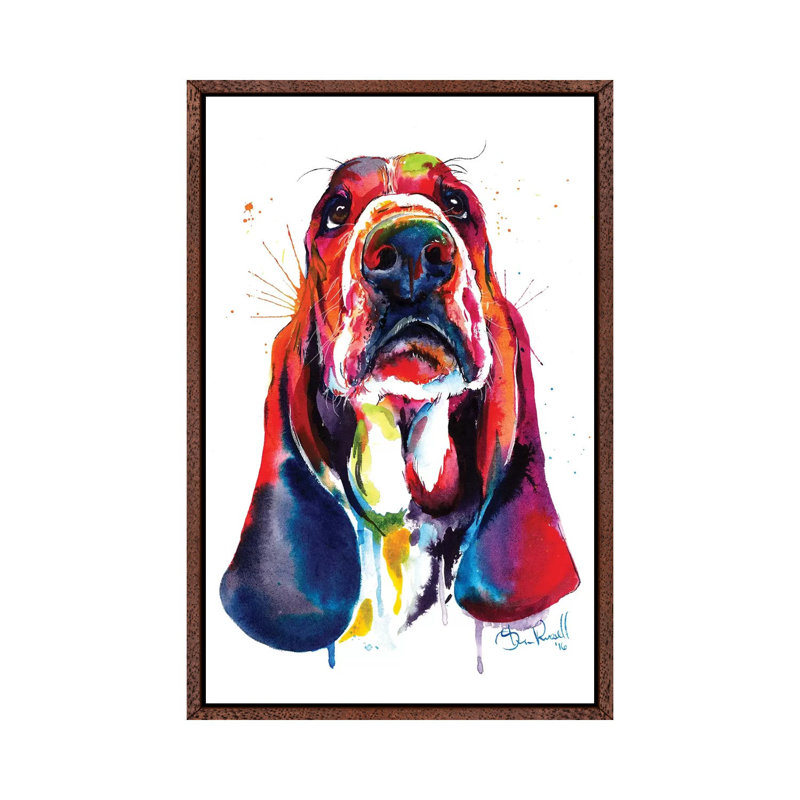 Basset 1 Piece Painting on Canvas, 101.6 cm H x 66.04 cm W, Classic Brown Wood Framed