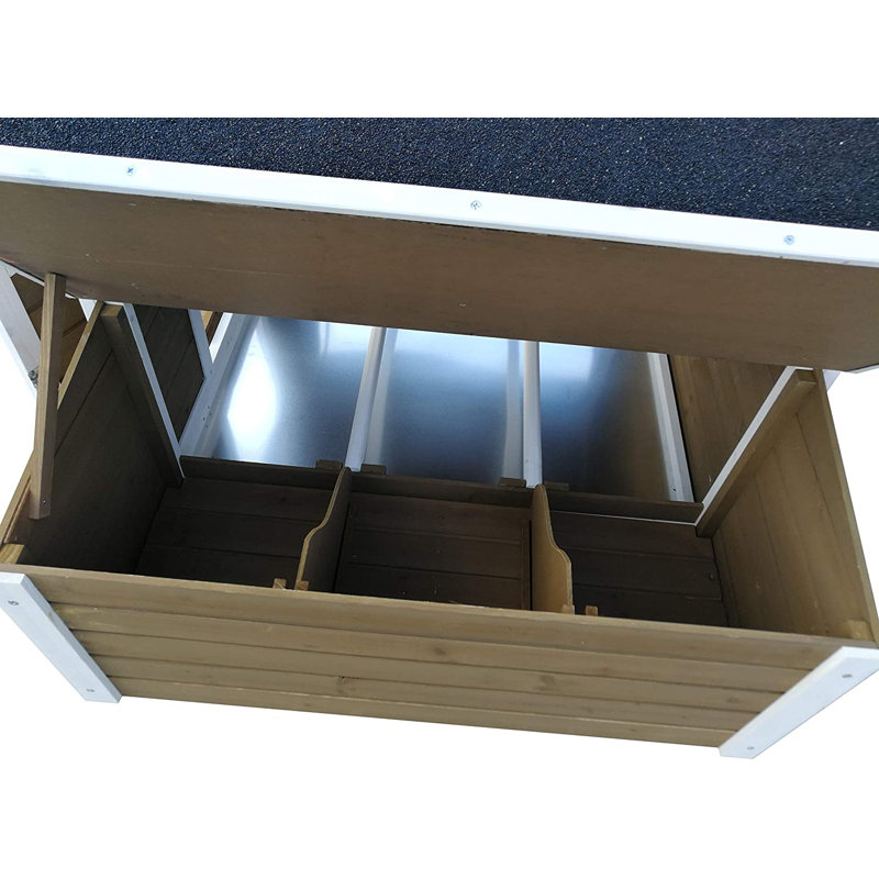 Large Brown and White Wooden Chicken Coop with Nesting Boxes