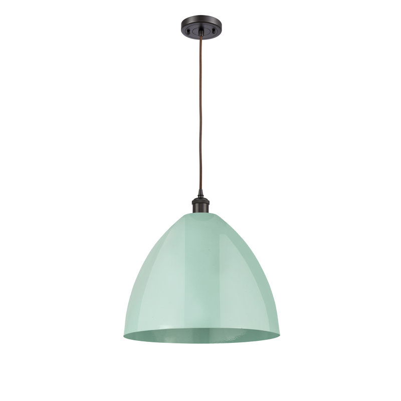 Luminaire suspendu conique 1 lumière, Vert clair, Bronze