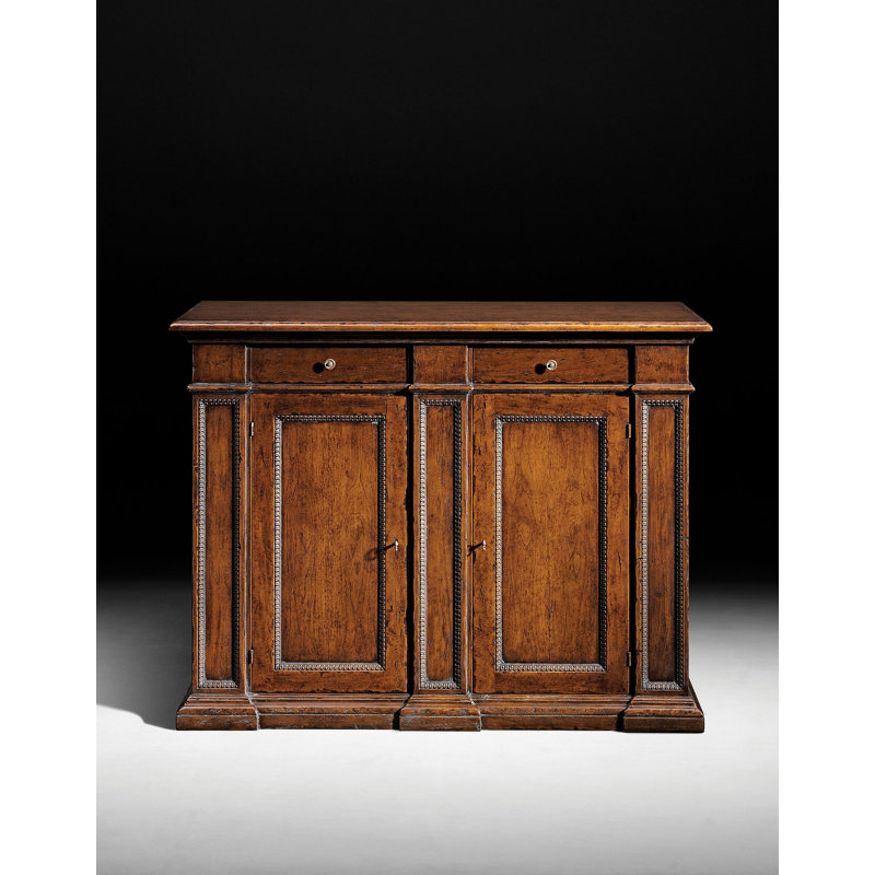 57" Wide 2 Drawer Walnut Wood Sideboard