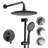 Shower Faucet Set, Rainfall Bathroom Shower System with 9-Inch Round Rain Shower Head and Handheld Spray, Wall Mounted Bath Fixtures with Brass Valve and Trim Kit, Matte Black
