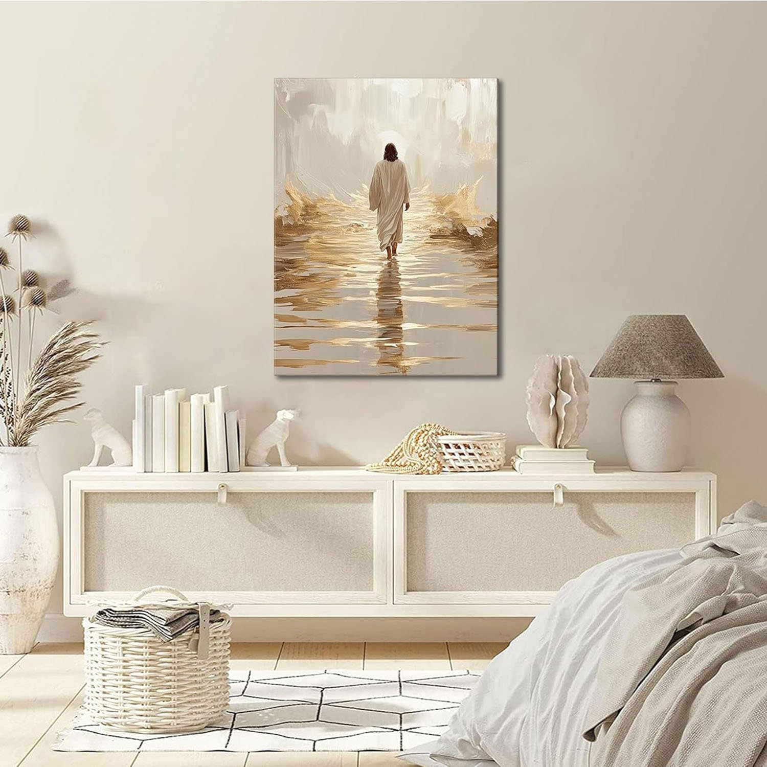 Charlton Home Jesus Walking On Water Canvas Wall Art Christ God ...