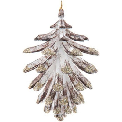 Kurt Adler Plastic Ornament for Christmas Tree, Brown Glittered Pinecone