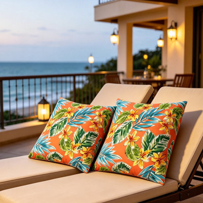 Ensemble de 2 coussins décoratifs pour l'extérieur et l'intérieur, avec housse et insert, coussin décoratif carré pour meubles de patio, 18 po x 18 po