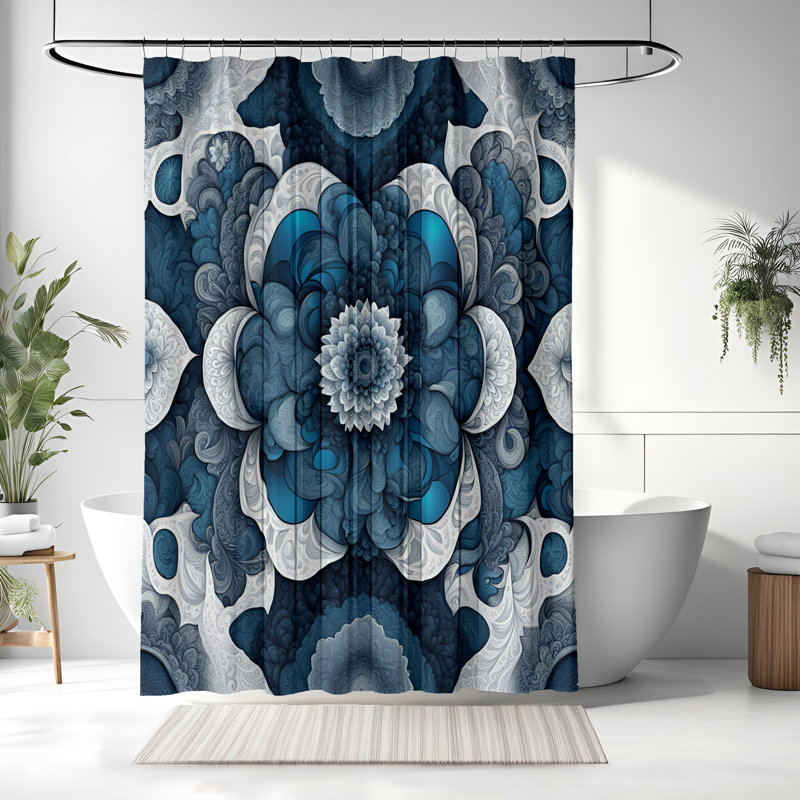 Rideau de douche à motif floral Sulayman, H 72 po x l 70 po