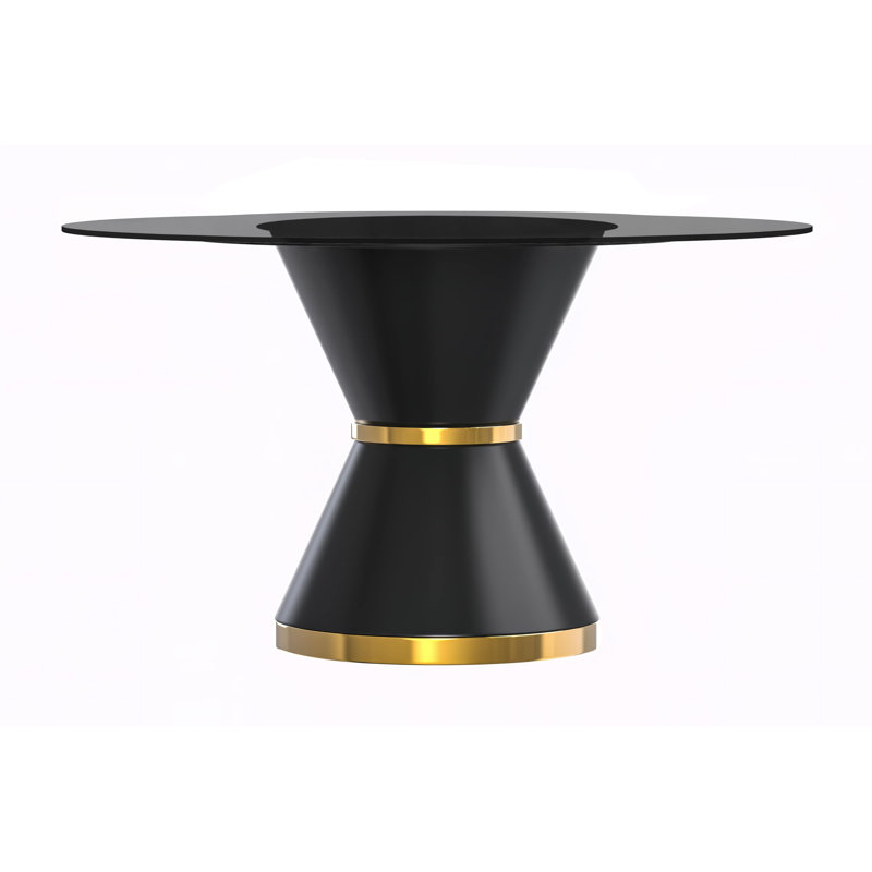 Round Glass Top Metal Base Dining Table