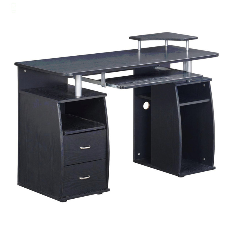 Bureau d'ordinateur complet avec rangement, Noir