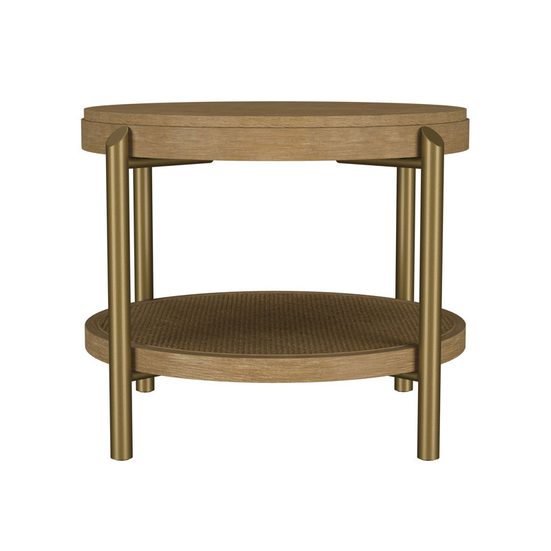 Table d'appoint ronde avec tablette de rangement, Sand