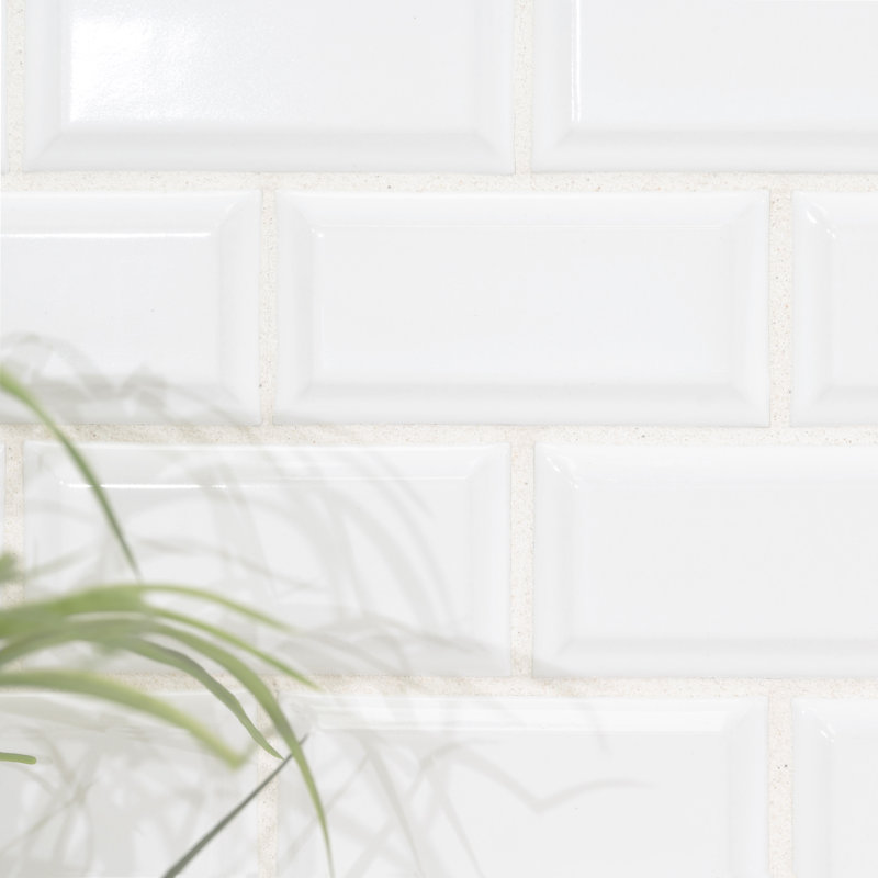 Silica White Subway 12 in. x 12 in. Glossy Porcelain Mosaic Wall Tile