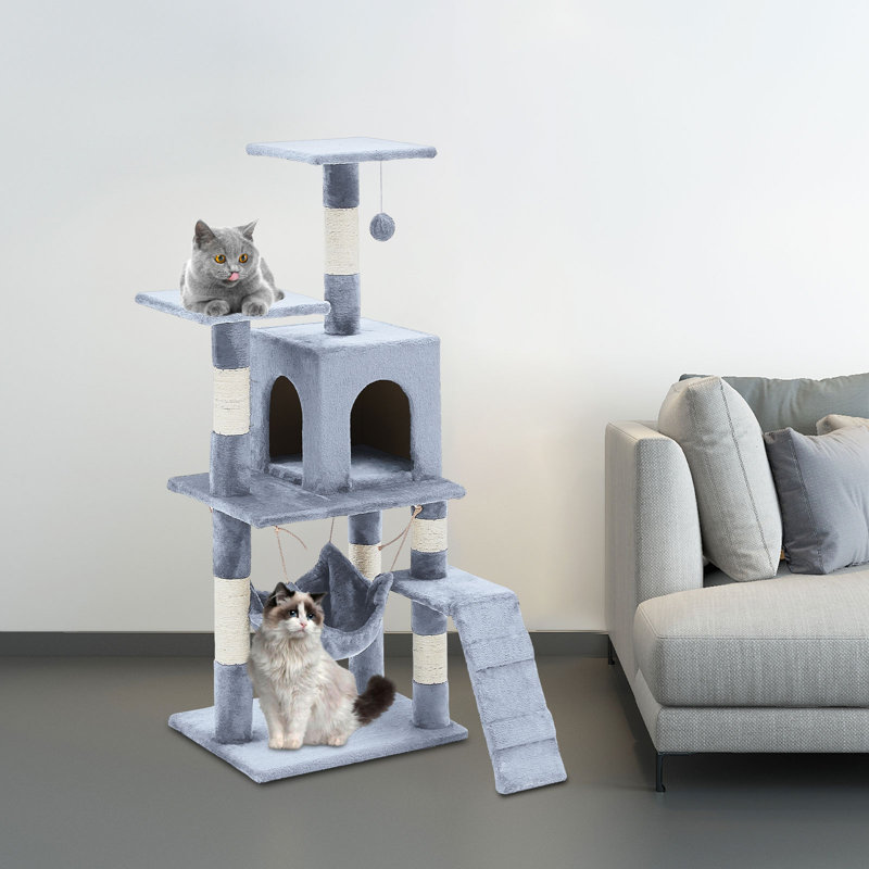 Diboll Cat Tree, 53cm H x 43cm W x 37cm D, Light Grey