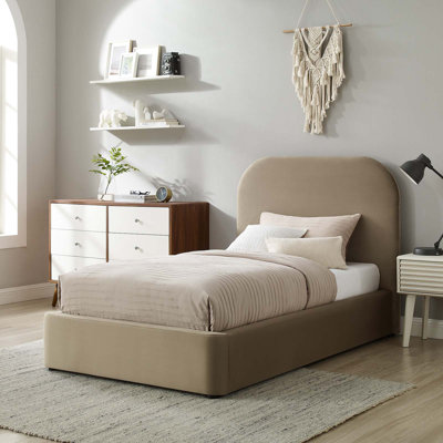 Keynote Upholstered Fabric Curved Platform Bed